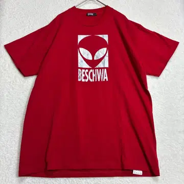 BESCHWA 에이리언 프린트 T셔츠 미국제 M 빨간색 레드