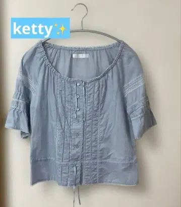 ketty 칠부 소매 블라우스 블루 레이스 장식 클리닝 완료 일본제