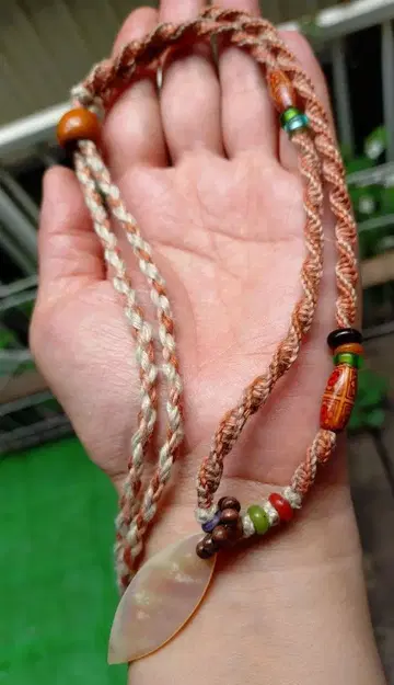 야광 조개 hemp 펜던트 목걸이