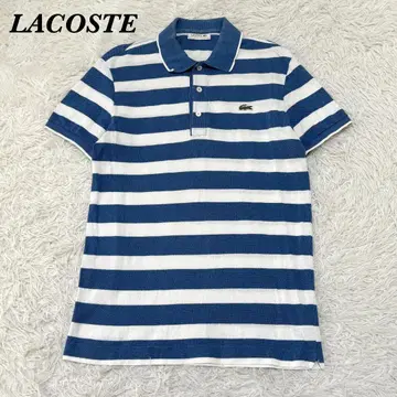 LACOSTE 피케 셔츠 3 블루 로고 보더