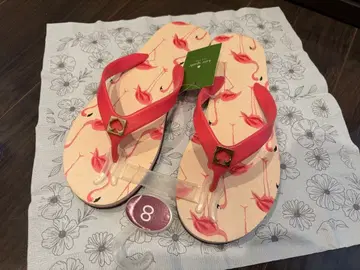 새상품 Kate Spade 비치 샌들 플라밍고 패턴 사이즈 8
