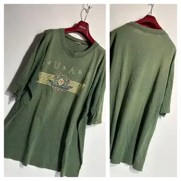 90's 빈티지 GUAM 구아무 도마뱀 수베니어 보더 T셔츠 그린