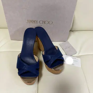 JIMMY CHOO 웨지솔 샌들 네이비 37