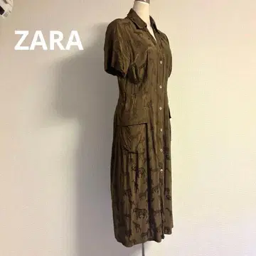 ZARA 애니멀 무늬 올 패턴 반팔 셔츠 원피스 M