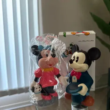 [레어] 쇼와 레트로 미키 미니 페어 저금통 Disney