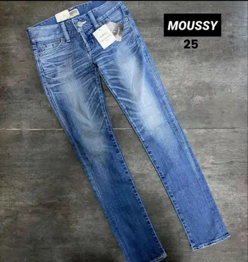 미사용 새상품 MOUSSY 파우더 스티치 데님 25