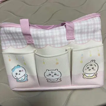 베이비 치이카와 수납 백 핑크 체크 무늬