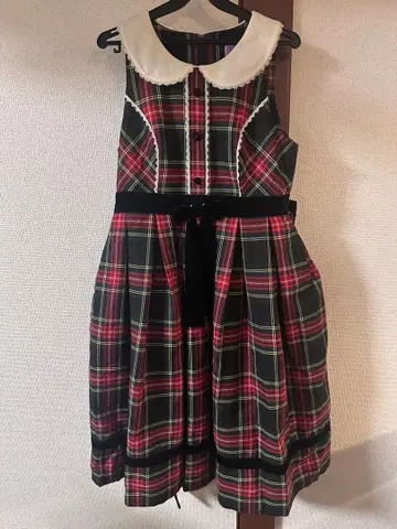 Angelic Pretty British 타탄 오버롤 스커트