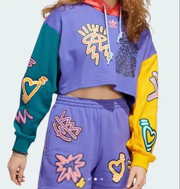 adidas 아디다스 오리지널스 크롭 후드티 러브 유나이츠