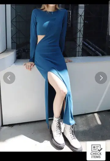 EVRIS 커팅 롱 리브 원피스