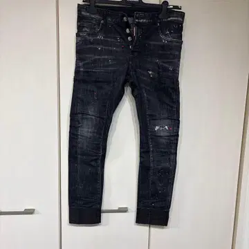 DSQUARED2 페인트 가공 데님 팬츠 블랙