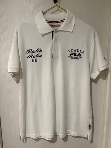 FILA 피케 셔츠 화이트 이탈리아 자수