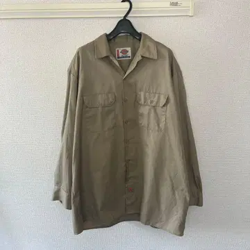 Dickies 워크 셔츠 긴팔 베이지 XL 오버 사이즈