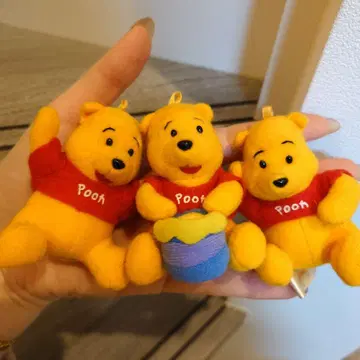 디즈니 곰돌이 푸 봉제 인형 스트랩 3개 세트