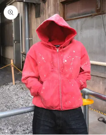 BELVET 14.8oz Painted Crop Zip Hoodie