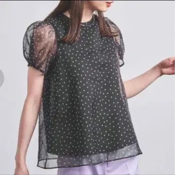 UNITED ARROWS 오간자 미니 퍼프 숏 슬리브 블라우스