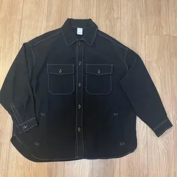 Casper John 스티치 워크 셔츠 블랙 M 사이즈