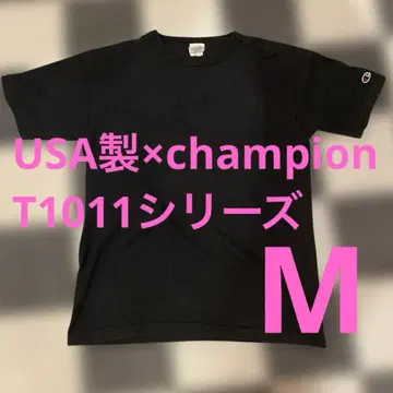 USA제 x champion 인기 T1011 무지 티셔츠 블랙 M