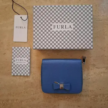 FURLA 접이식 지갑 블루 리본