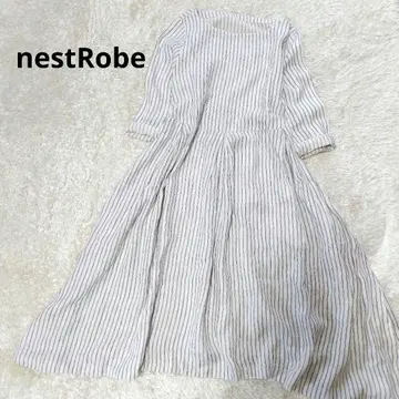 nestRobe 네스트로브 헴라인 린넨 원피스 7부 기장 스트라이프