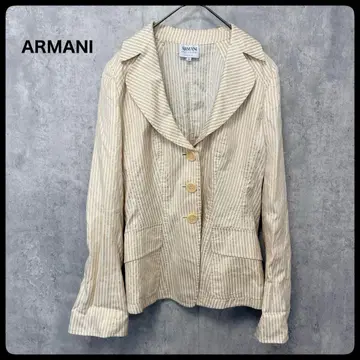 # ARMANI 베이지 스트라이프 테일러드 자켓