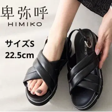 새상품급 [ 히미코 ] 풋베드 패딩 통굽/경량 샌들 블랙 22.5cm