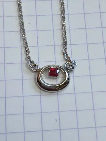 루비 오벌 모티브 목걸이 SILVER 925