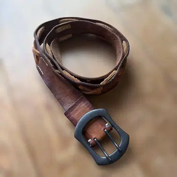 [천연 가죽] 디자인 가죽 벨트 브라운