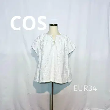 COS 코튼 아이렛 레이스 프렌치 슬리브 화이트 EUR34