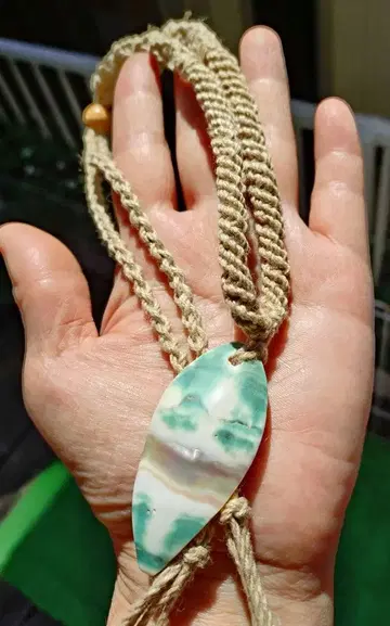 야광 조개 hemp 짜임 목걸이 펜던트