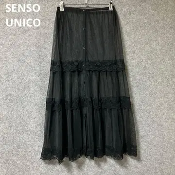 SENSOUNICO 블랙 시스루 캉캉 스커트
