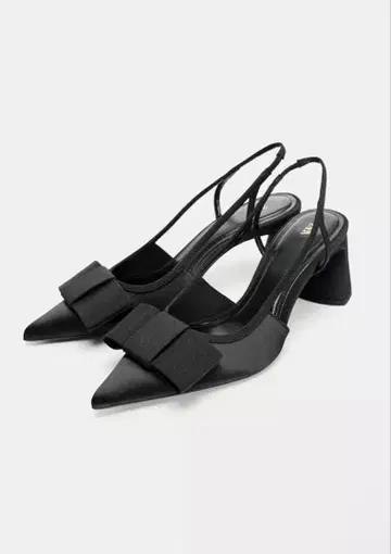 ZARA 리본 디테일 포함 슬링백 하이힐 신발