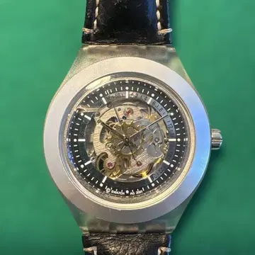 swatch 남성용 자동 와인딩 손목시계 뒷면 스켈레톤