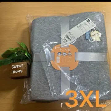 미사용 새상품 3XL 치이카와 드라이 파일 세트 GU 반팔&반바지 그레이