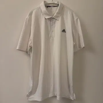 아디다스 피케 셔츠 옷깃 반팔 무지 L 화이트 로고 골프 스포츠