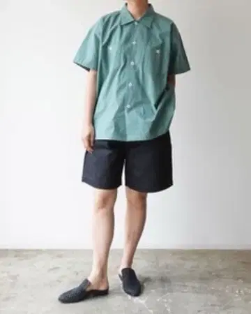 TUKI 하라다복식연구소 반팔 블라우스 셔츠 제이드 그린