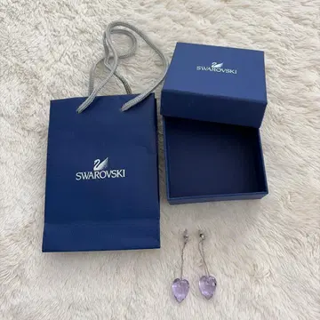 Swarovski 하트형 크리스탈 드롭 귀걸이 퍼플