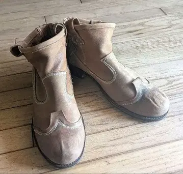 whoopEE 숏부츠 가죽 숏부츠 주름 가공 블랙 26cm