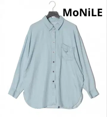[ 새상품 ] 모니레 텐셀 데님 셔츠 라이트 블루 드레이프감 겉옷 버튼