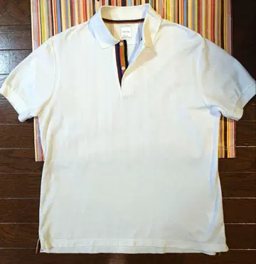 Paul Smith 아티스트 스트라이프 화이트 피케 셔츠 L