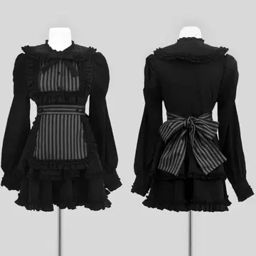 DimMoire 디모아르 절메이드 원피스 black 블랙 스트라이프
