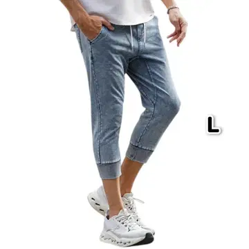 SOMEDIFF 컷 크롭 팬츠 7부 조거 팬츠 L 4@a