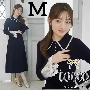 tocco 토코 클로젯 레이스 폴로 니트 롱 원피스 참관 수업