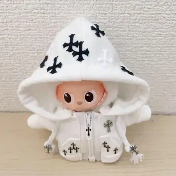10 17cm 라부부 LABUBU 옷 갈아입기 십자가 의류 화이트