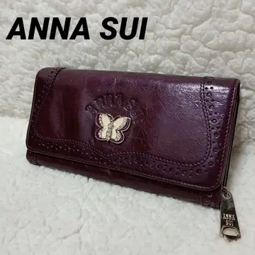 ANNA SUI 안나수이 장지갑 나비 로고 엠보 여성용 보라색 가죽