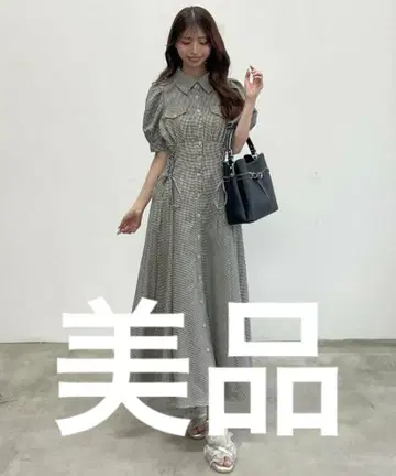 MAJESTIC LEGON 사이드 레이스업 셔츠 원피스 블랙 무늬