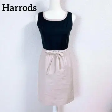[ 새상품급 ] Harrods 슬리브리스 원피스 바이컬러 허리끈