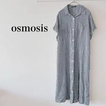 오즈모시스 셔츠 원피스 슬리브리스 스트라이프 캐주얼 심플