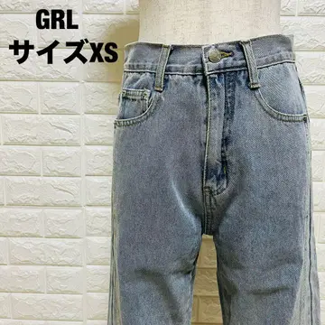 GRL 부츠컷 데님 사이즈 XS 빈티지풍 슬림 레그 슬릿 [ 321 ]