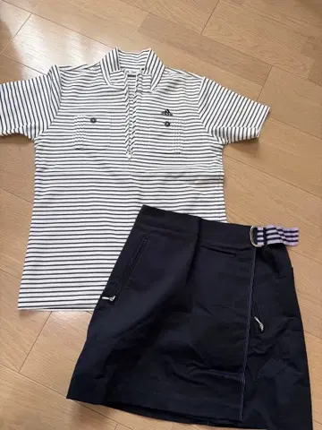 adidas 반팔 피케 셔츠 랩스커트 세트 1회 착용 새상품급